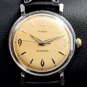 Vintage Timex Marlin Waterproof Men’s Manual Wind Watch – Tropical Peach Dial